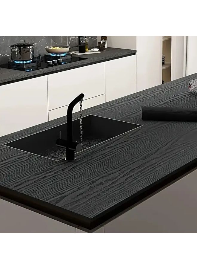 Black Wood Grain Self Adhesive Vinyl Film 393 7 Inch Long Peel Stick Kitchen Countertop Cabinet Cover - Image 1