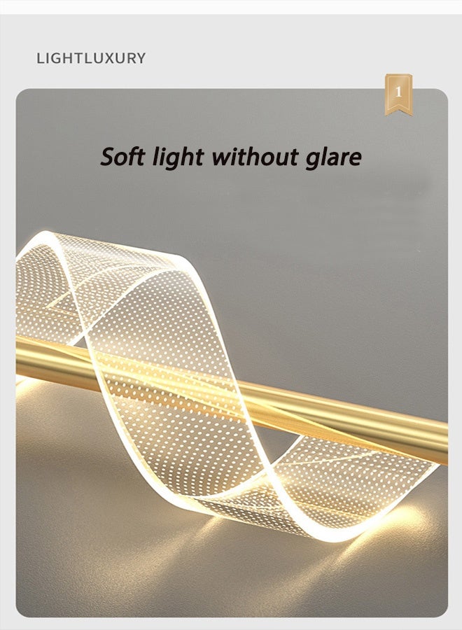 Haikomin Bedside Pendant Light, 2-Head Spiral Chandelier, Gold Metal Tube Hanging Lamp with Ultra-Thin Acrylic Shade, Modern LED Suspension Lamps - 10W - 3 Modes, Indoor Lighting Drop Lights - Image 5