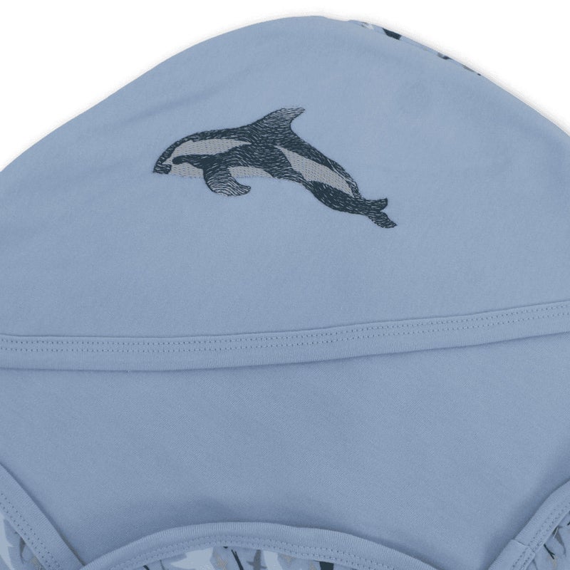 Cotton Baby Blanket – Baby Blue with Dolphin Embroidery – Babyblue – 0m - Image 3