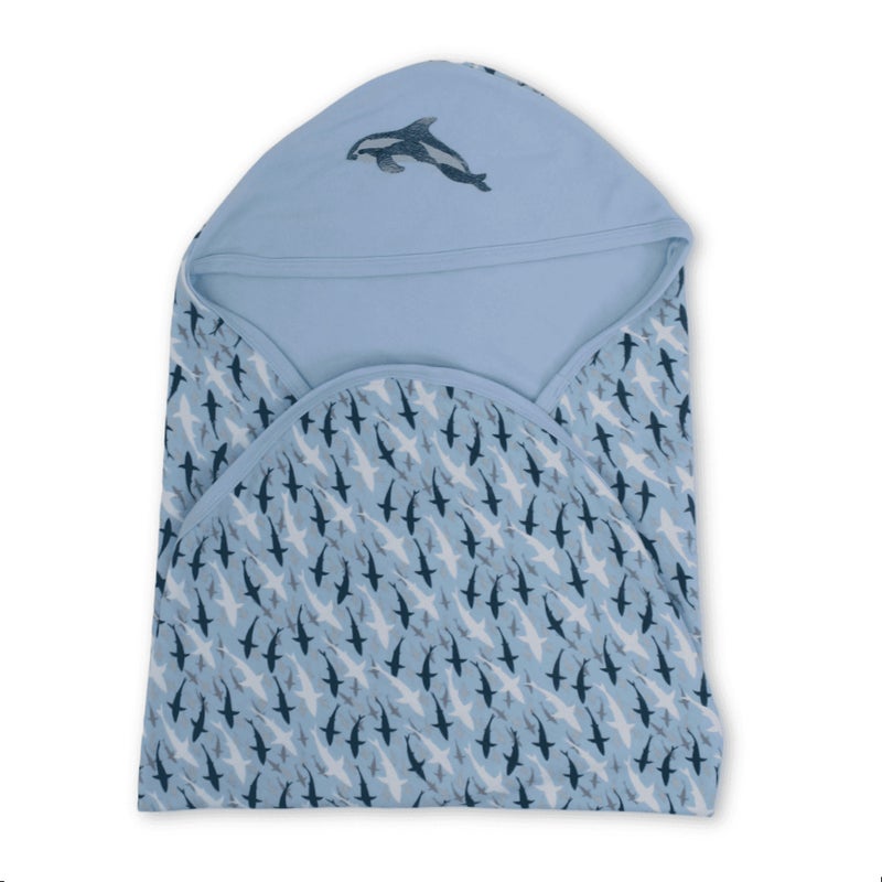 Cotton Baby Blanket – Baby Blue with Dolphin Embroidery – Babyblue – 0m - Image 1