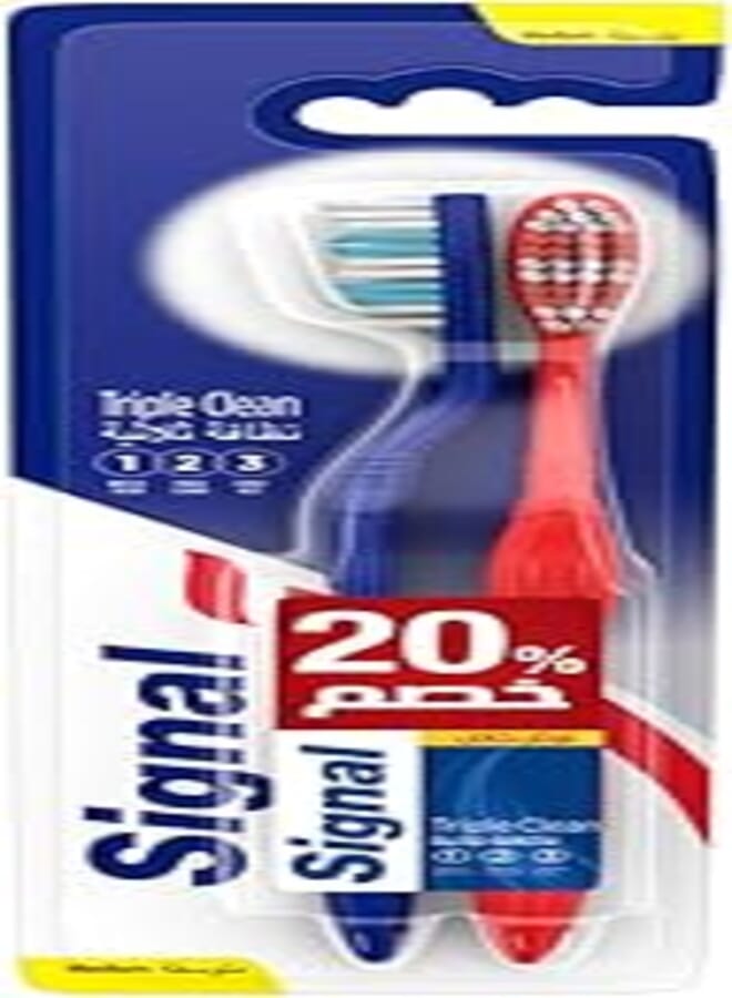 Signal Triple Clean Medium for plaque removal and protection against cavity Toothbrush 2PC