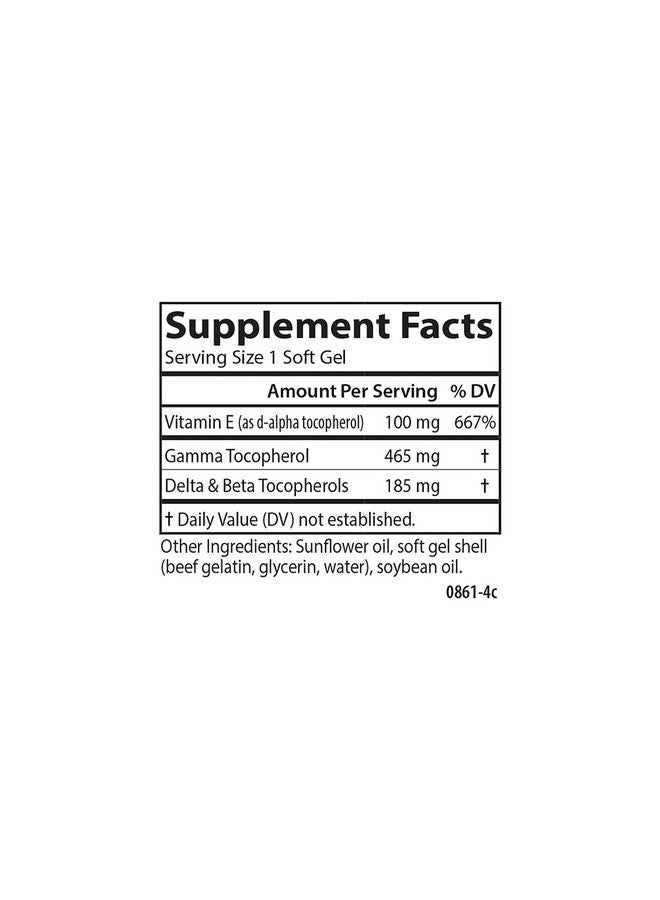 Carlson Gamma E Gems 465 Mg Gamma Tocopherol Vitamin E Tocopherol Optimal Wellness 120 Softgels - Image 5