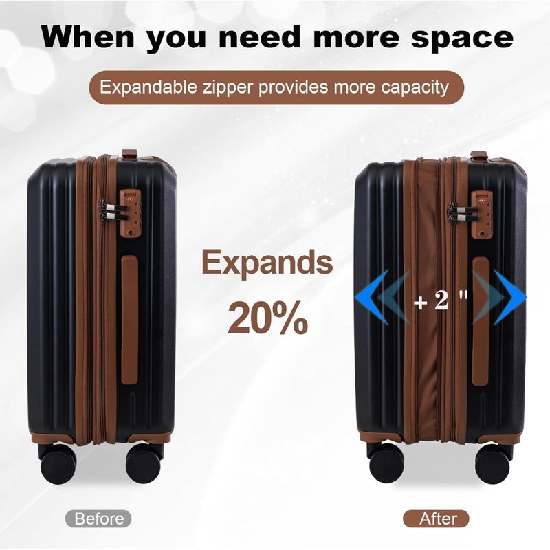 Expandable Luggage Sets 5 PCS PC Hardshell Lightweight 20 Inch 24 Inch 28 Inch Travel Suitcase Set Scratch-Resistant TSA Lock Smooth Spinner Wheels For Home Office Travel - Image 4