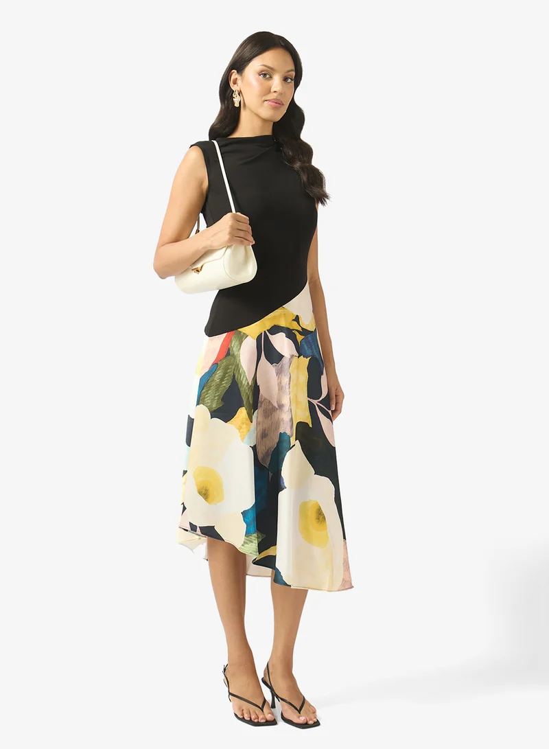 Ted Baker multicolor floral Aeslyn Printed Jersey Midi Dress for Women | Best Price UAE
