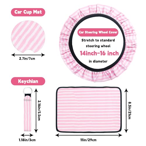 JINGSEN Stripe Car Seat Cover Full Set,Stripe Steering Wheel Cover Suitable for Universal Car Accessories Interior Set,Suitable for Sedans,SUVs - Image 4