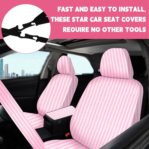 JINGSEN Stripe Car Seat Cover Full Set,Stripe Steering Wheel Cover Suitable for Universal Car Accessories Interior Set,Suitable for Sedans,SUVs - Image 2