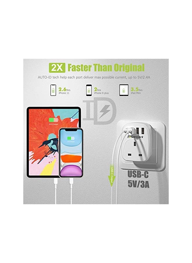 Lencent LENCENT UK to EU Euro Europe Plug Adapter,European Travel Adapter with 3 USB Ports&1 USB C Port for Italy Switzerland Germany Spain France Portugal Greece Russia Netherlands&more (Type C)  - Image 3