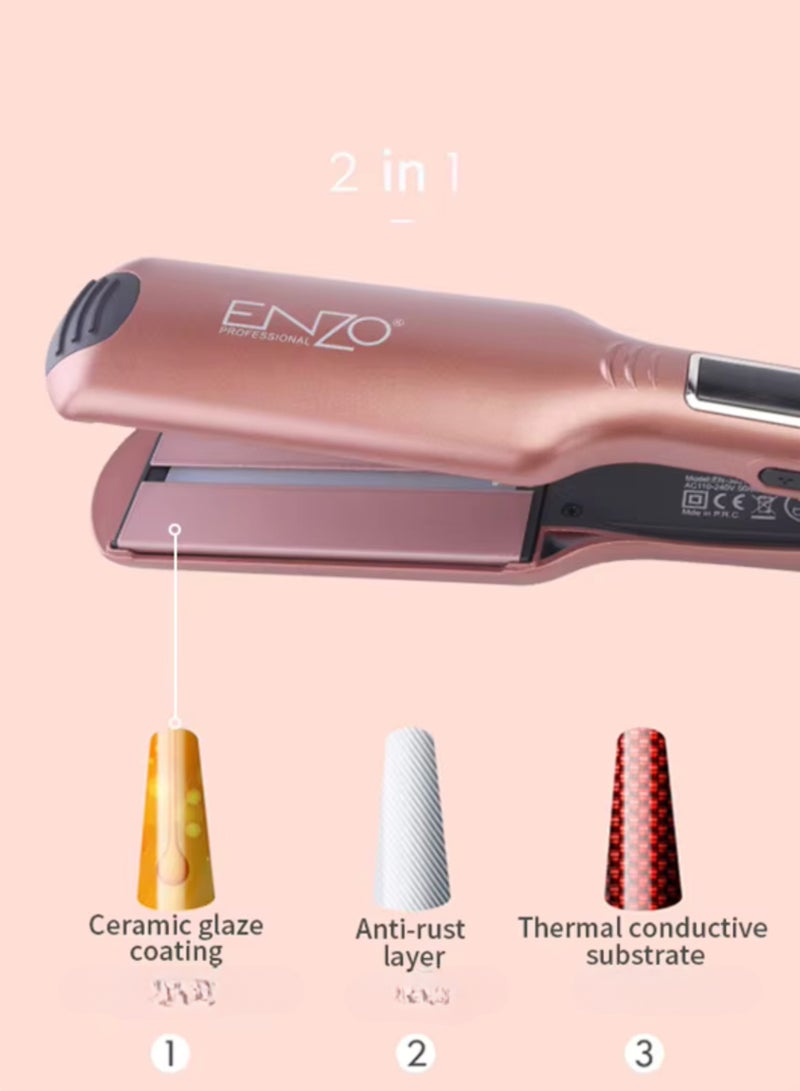 ENZO Professional Hair Straightener Flat Irons For Short Hair Curls Bangs Travel Flat Iron Hair Straightener With Keratin Protien Technology Flat Iron with 3 Heat Settings - Image 3