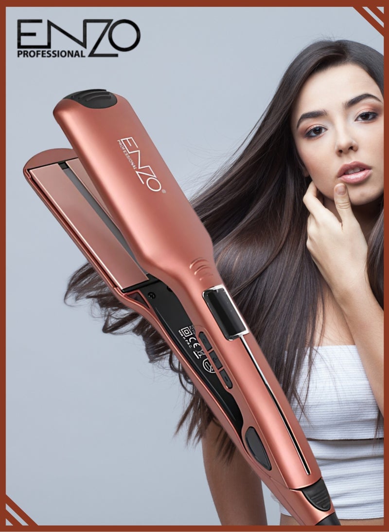 ENZO Professional Hair Straightener Flat Irons For Short Hair Curls Bangs Travel Flat Iron Hair Straightener With Keratin Protien Technology Flat Iron with 3 Heat Settings - Image 1