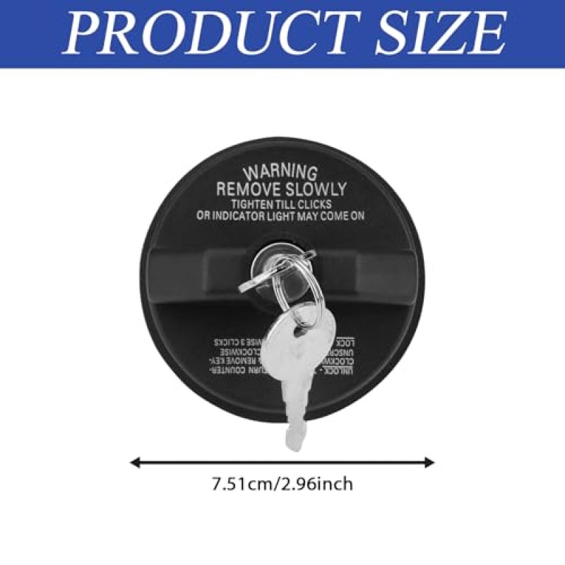 Locking Gas Cap: Black ABS Plastic, Theft Protection With 2 Keys - Leak-Proof Rubber Gasket, Fuel Tank Cap Replacement for Toyota Honda Nissan Chevy Vehicles - Image 2