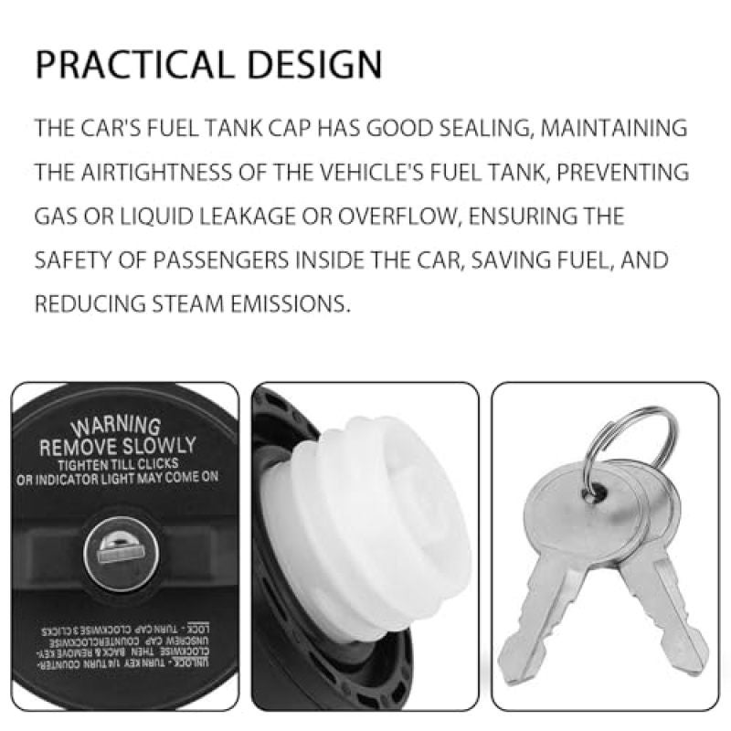 Locking Gas Cap: Black ABS Plastic, Theft Protection With 2 Keys - Leak-Proof Rubber Gasket, Fuel Tank Cap Replacement for Toyota Honda Nissan Chevy Vehicles - Image 3