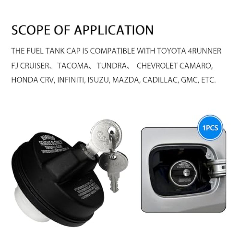 Locking Gas Cap: Black ABS Plastic, Theft Protection With 2 Keys - Leak-Proof Rubber Gasket, Fuel Tank Cap Replacement for Toyota Honda Nissan Chevy Vehicles - Image 4