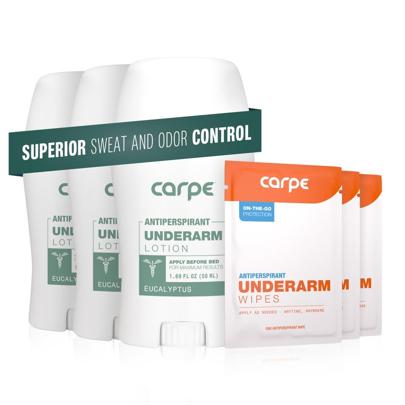 Carpe Underarm Antiperspirant and Deodorant, Pack of 3-WITH 3 FREE ON-THE-GO WIPES! - Image 1