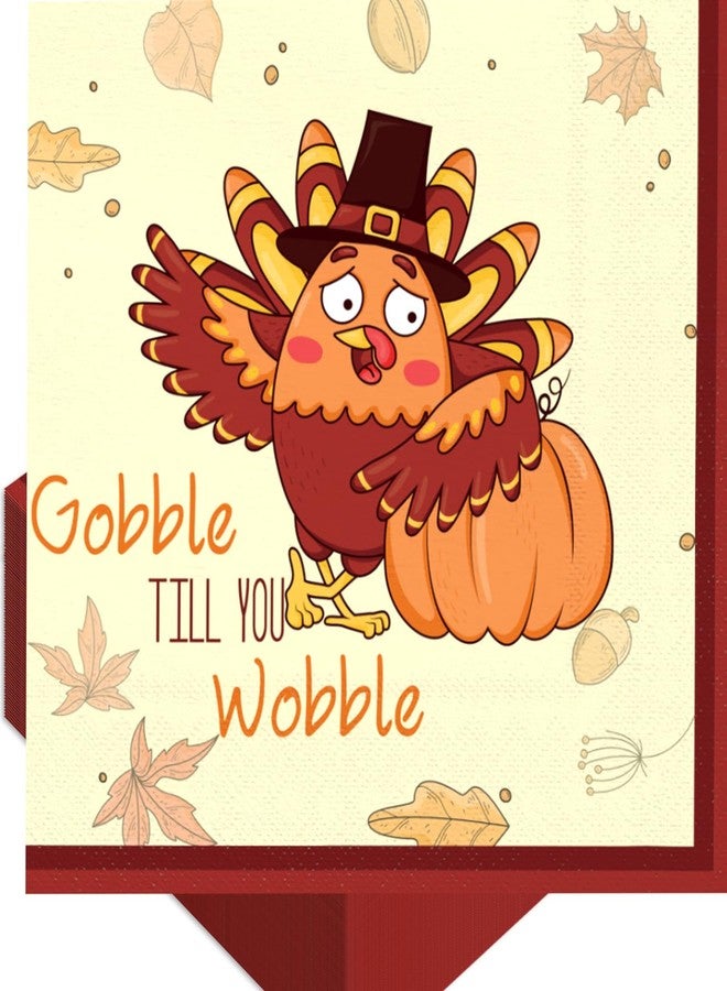 Tbsone 50-PK Fall Thanksgiving Paper Napkins, Disposable 3-Ply Luncheon Napkin with Turkey Design, Autumn Table Decor for Dinner, Friendsgiving, Wedding, and Harvest Party - Image 1