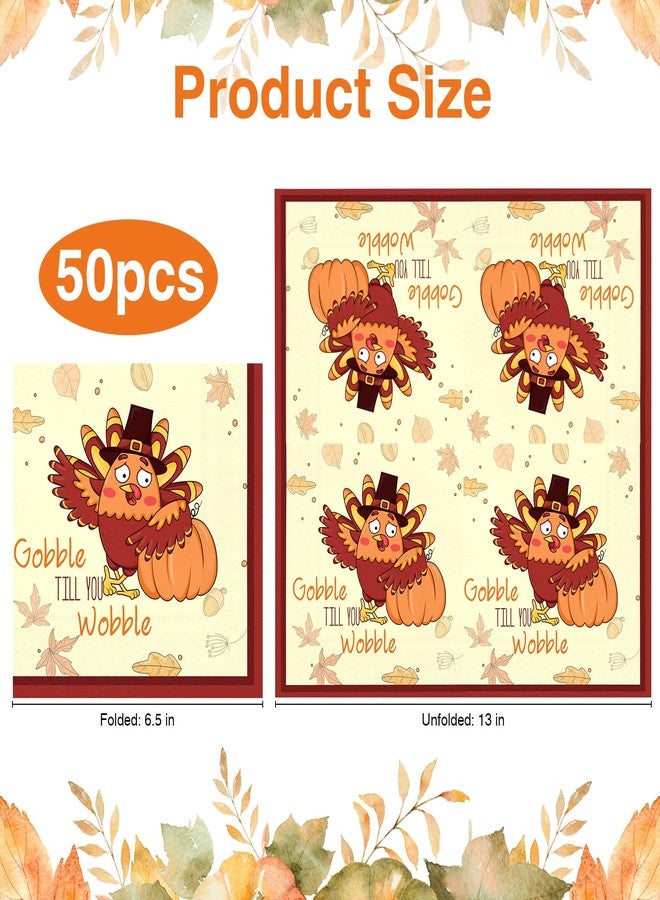 Tbsone 50-PK Fall Thanksgiving Paper Napkins, Disposable 3-Ply Luncheon Napkin with Turkey Design, Autumn Table Decor for Dinner, Friendsgiving, Wedding, and Harvest Party - Image 2