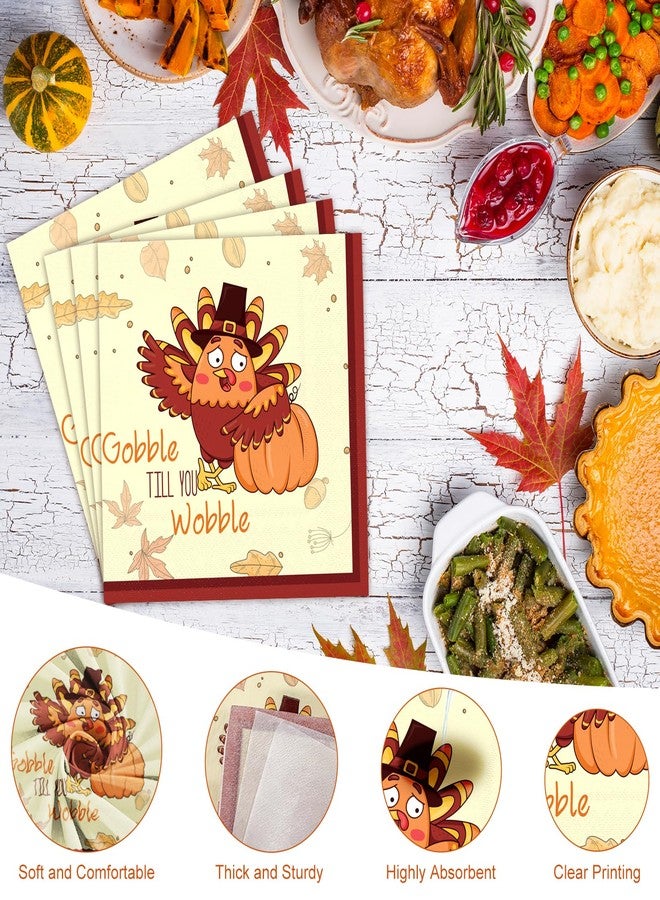 Tbsone 50-PK Fall Thanksgiving Paper Napkins, Disposable 3-Ply Luncheon Napkin with Turkey Design, Autumn Table Decor for Dinner, Friendsgiving, Wedding, and Harvest Party - Image 3