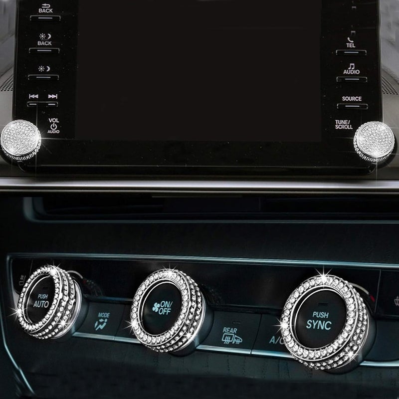 TLIFORT Climate Control Switch Knob Touch Screen Button Bling for Honda Accord Sedan Inspire Touring Sport EX EX-L LX 10th 2018-2022, Crystal Rhinestone Air Conditioning AC Ring(5pcs) - Image 1