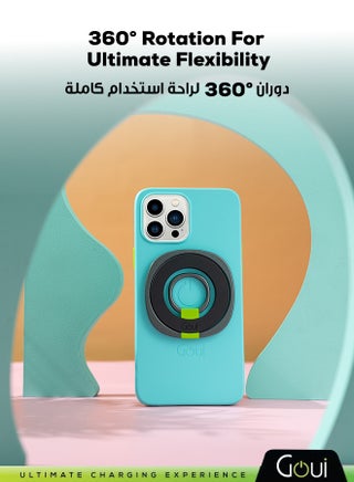 حامل إصبع الهاتف الدائري – حلقة مغناطيسية، تدوير 360° وانقلاب 180°، قبضة أنيقة ومريحة، متوافق مع MagSafe للهواتف والأجهزة اللوحية أسود - view 3