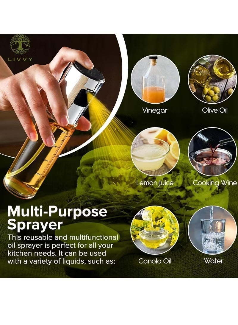 CIVORA Oil Spray Bottle for Cooking (2PCS, 100ml Refillable Glass) – Premium Oil Sprayer for Air Fryer, Baking, Grilling & BBQ – Cooking Oil Spray Dispenser for Vinegar & Soy Sauce - Image 3