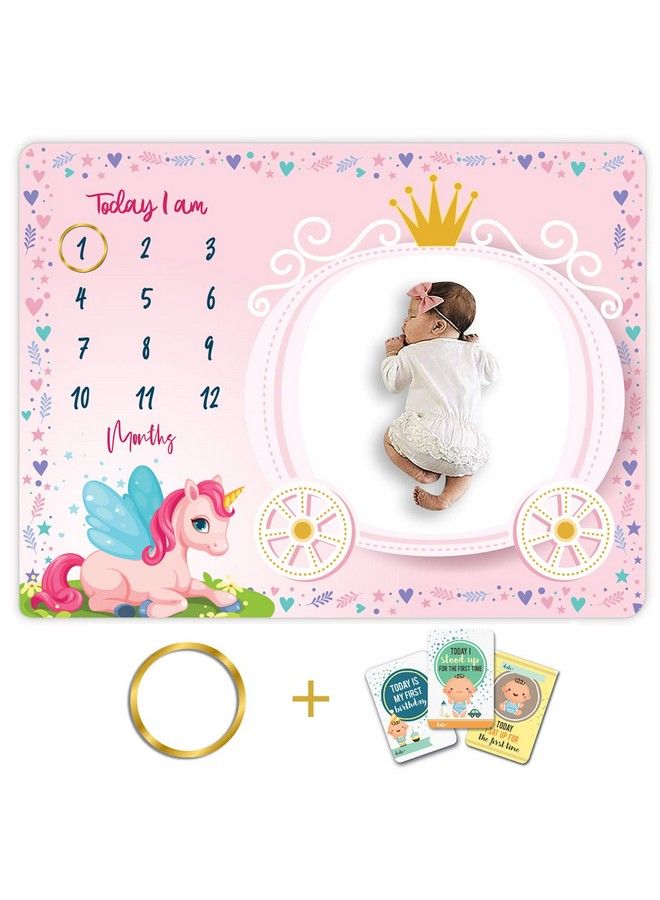 Custom Catch Monthly Milestone Blanket ; 1 To 12 Months ; Best For Newborn Boy & Girl Multicolor Cotton Skin Friendly - Image 1