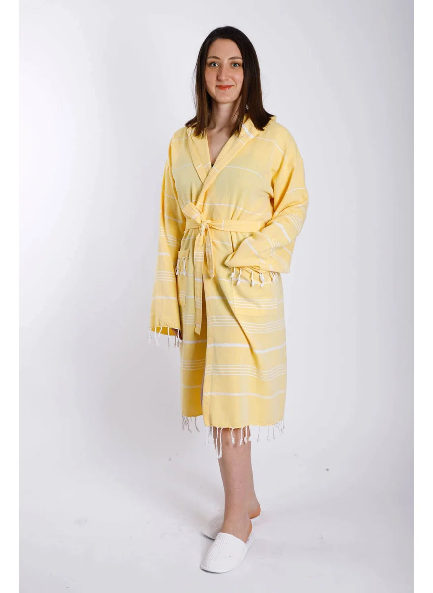 Mira Home Mirza Home Hooded Women's / Men's Peshtemal Bathrobe Soft 100% Cotton Natural