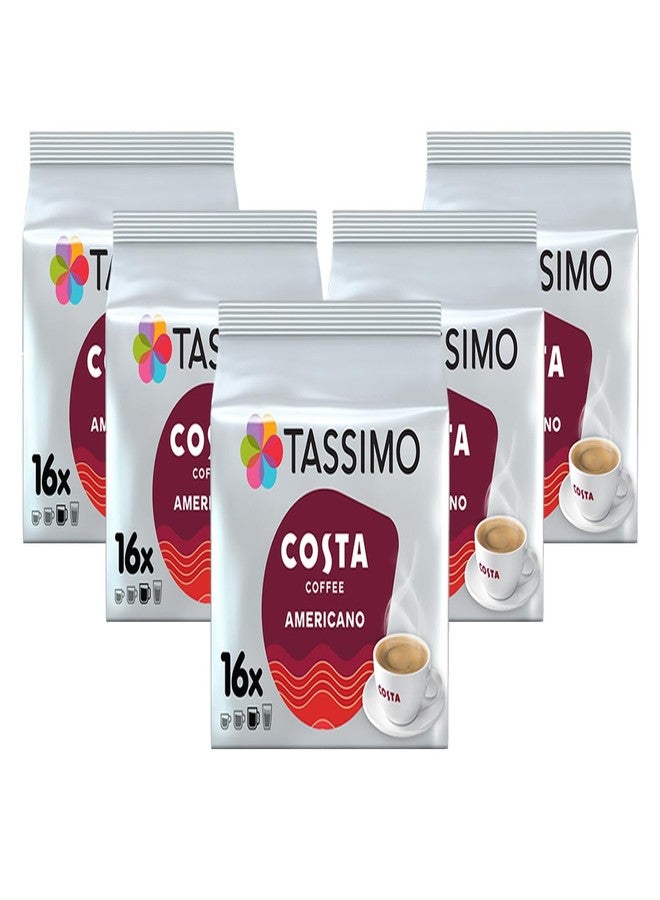 TASSIMO Costa Americano 16 T DISCs (Pack of 5, Total 80 T DISCs), white and red - Image 1