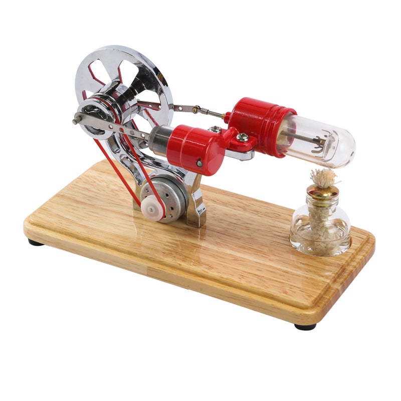 Stirling Engine Kit: Zinc Alloy Stainless Steel Construction - LED Light Equipped Stirling Engine Motor for Science Education Home Display Students Hobbyists - Image 1