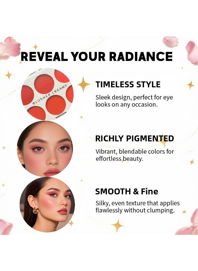 Monaya S001 Creamy Blush Set - 6 Colors, Long-Lasting & Moisturizing Formula, 12g Each, Perfect for All Skin - Image 4