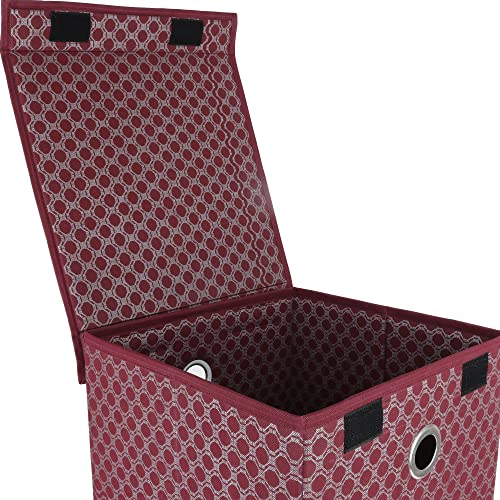 Shrey Creation Non Woven Foldable 68 Ltrs Laundry Bag/Storage Basket/Bin with Lid and Handle for Washing Clothes, Baby Toys Box, Dirty Dress (Maroon print) - Image 3