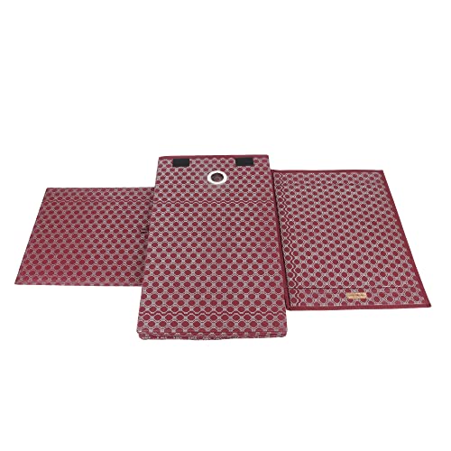 Shrey Creation Non Woven Foldable 68 Ltrs Laundry Bag/Storage Basket/Bin with Lid and Handle for Washing Clothes, Baby Toys Box, Dirty Dress (Maroon print) - Image 5