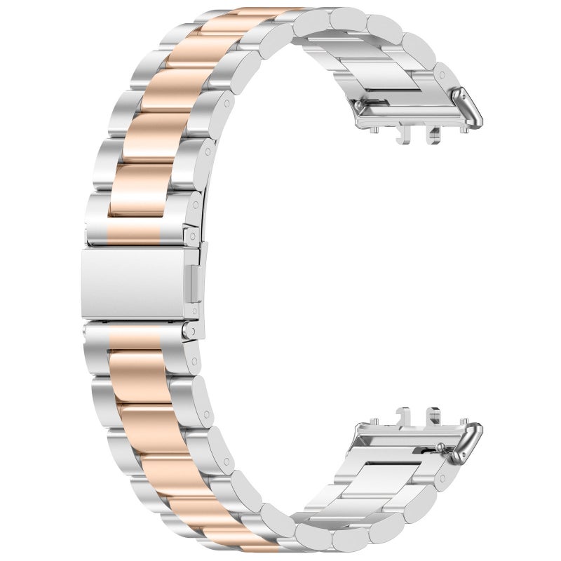 erorex For Samsung Galaxy Fit 3 Sm-R390 Three Bead Stainless Steel Metal Watch Band(Silver+Rose Gold) - Image 3