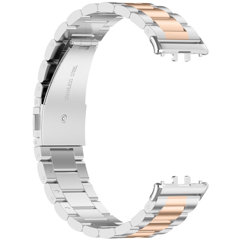 erorex For Samsung Galaxy Fit 3 Sm-R390 Three Bead Stainless Steel Metal Watch Band(Silver+Rose Gold) - Image 4
