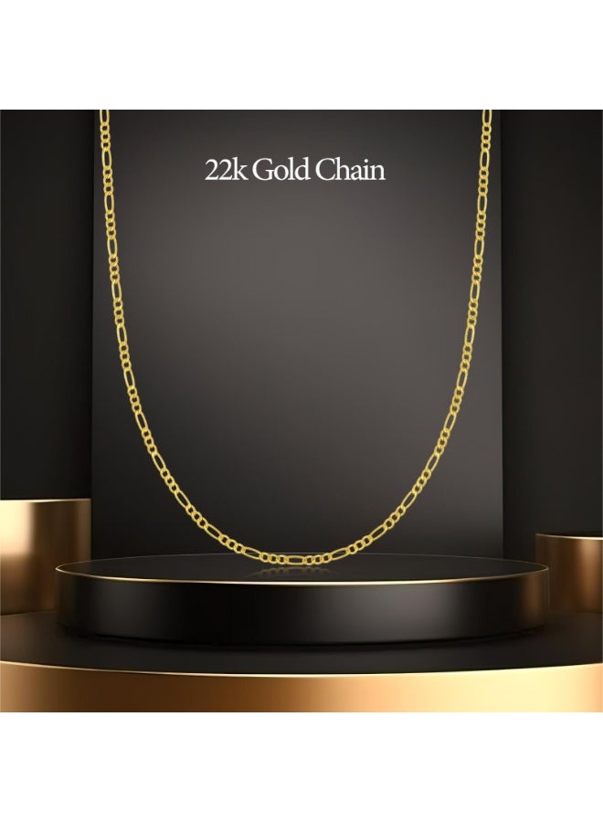 جاسما مجوهرات سلسال فيغارو من ذهب 22 قيراط صلب — تصميم كلاسيكي بروابط متبادلة. متين وأنيق للاستخدام اليومي والمناسبات الخاصة في الإمارات. - Image 1