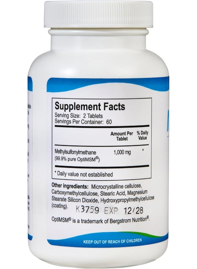 Kala Health Msmpure Tablets, 120 Count, 1000 Mg Per Tablet, Pure Msm Organic Sulfur Supplement, Made In Usa - Image 3