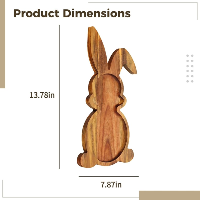 Generic Bunny Wood Tray, Rabbit Shaped Board, Serving Cheese, Natural Finish, Kitchen Decoration - Image 4