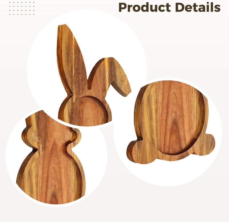 Generic Bunny Wood Tray, Rabbit Shaped Board, Serving Cheese, Natural Finish, Kitchen Decoration - Image 3
