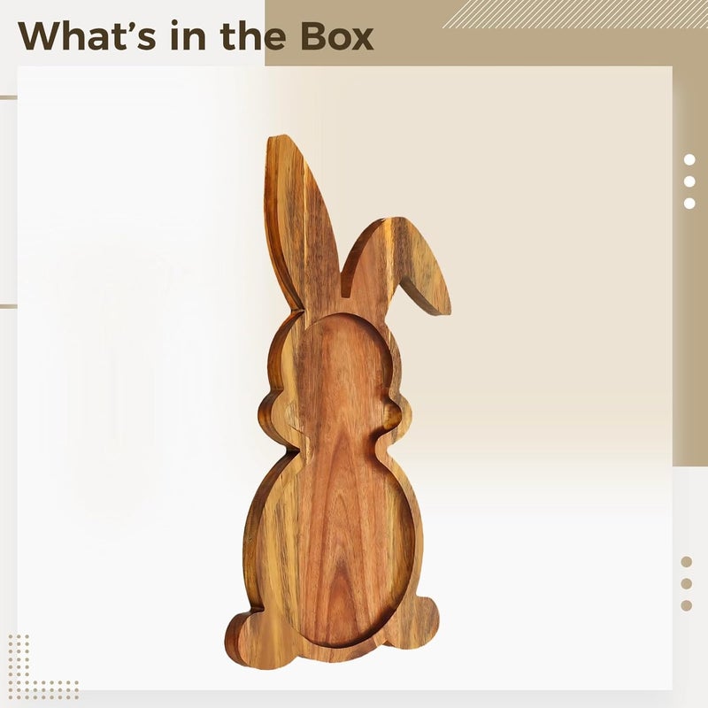 Generic Bunny Wood Tray, Rabbit Shaped Board, Serving Cheese, Natural Finish, Kitchen Decoration - Image 1