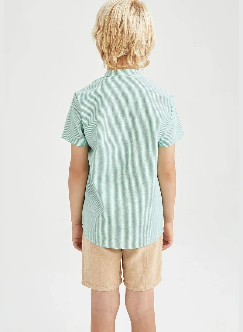 DeFacto Boy Stand Up Collar Woven Short Sleeve Shirt