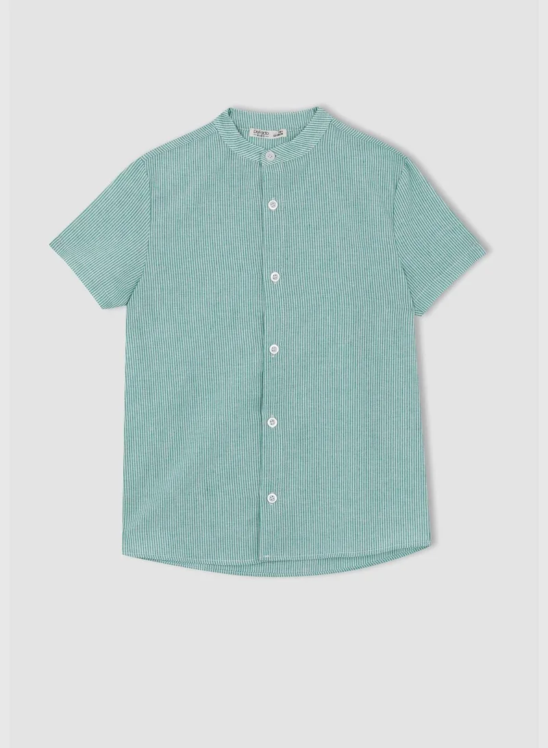 DeFacto Boy Stand Up Collar Woven Short Sleeve Shirt