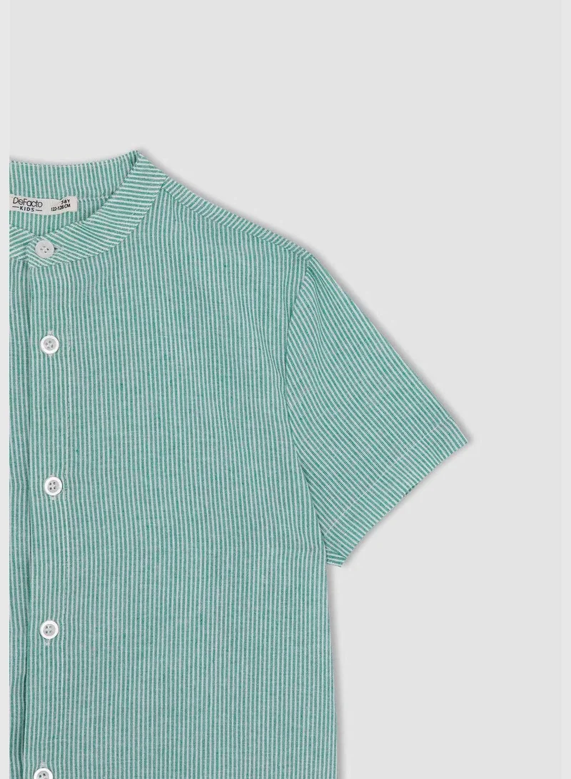 DeFacto Boy Stand Up Collar Woven Short Sleeve Shirt