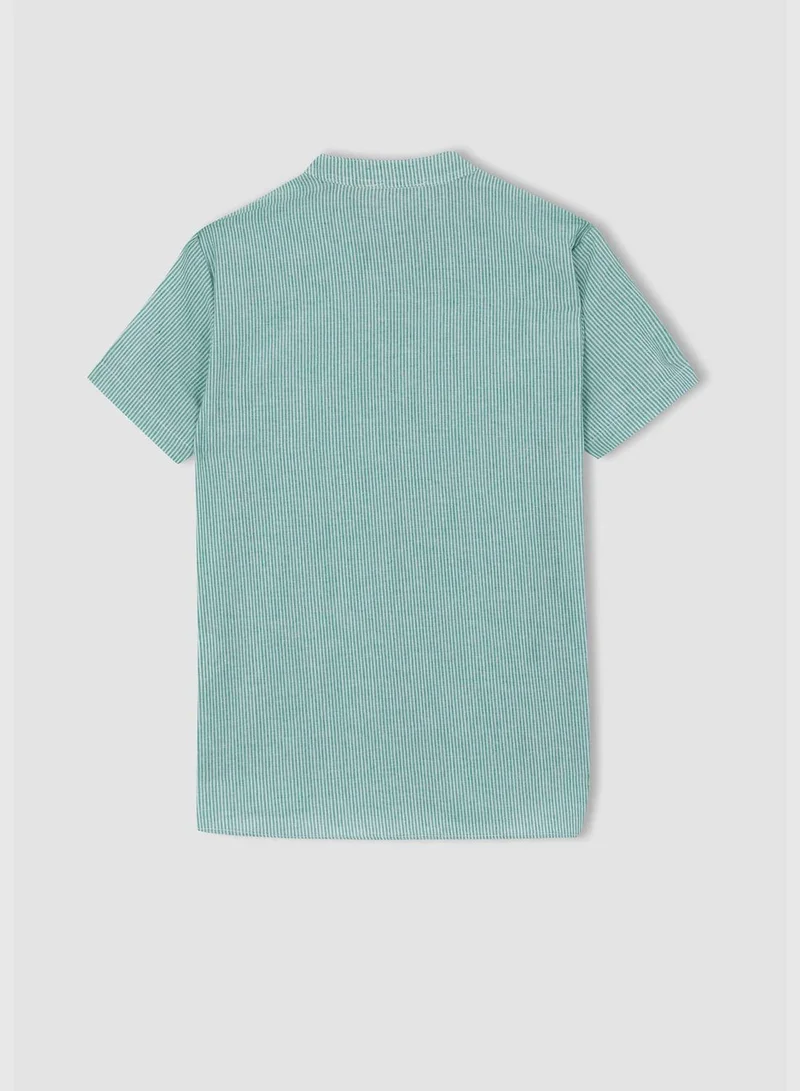 DeFacto Boy Stand Up Collar Woven Short Sleeve Shirt