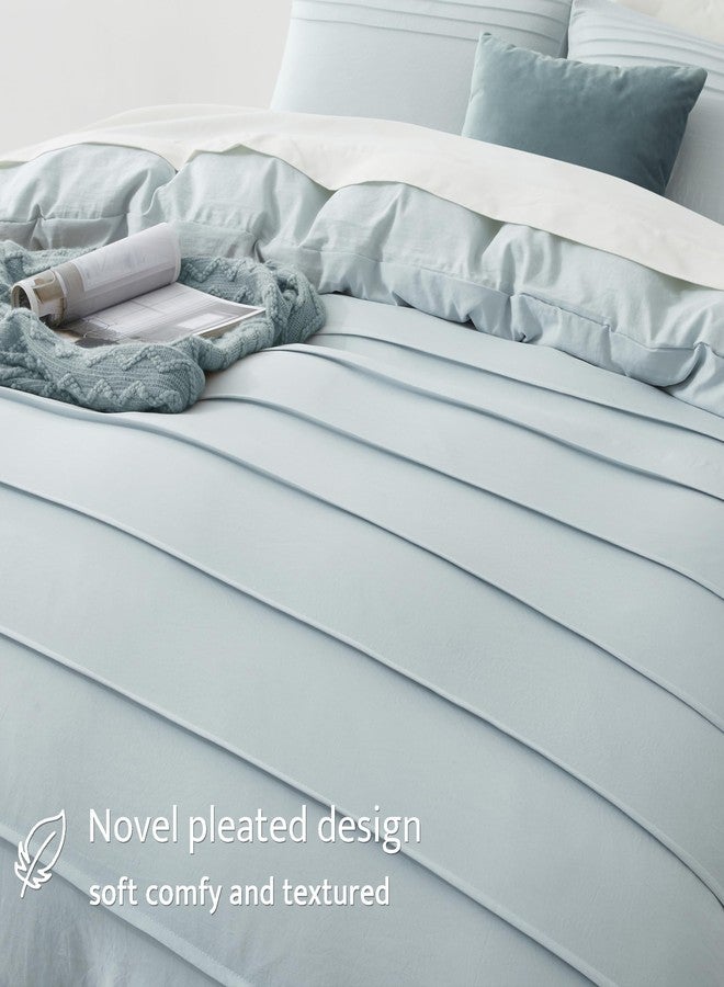 Oli Anderson Cornflower Blue Duvet Cover Queen Size - Pleated Queen Duvet Cover, 3PCS Soft and Breathable Textured Bedding Set with Zipper Closure(Cornflower Blue,90"x90") - Image 3