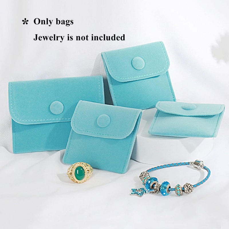 Hsiwto Pack of 10 Velvet Jewelry Pouch Storage Bags Portable Jewelry Gift Bag With Snap Button, Large Blue - Image 5