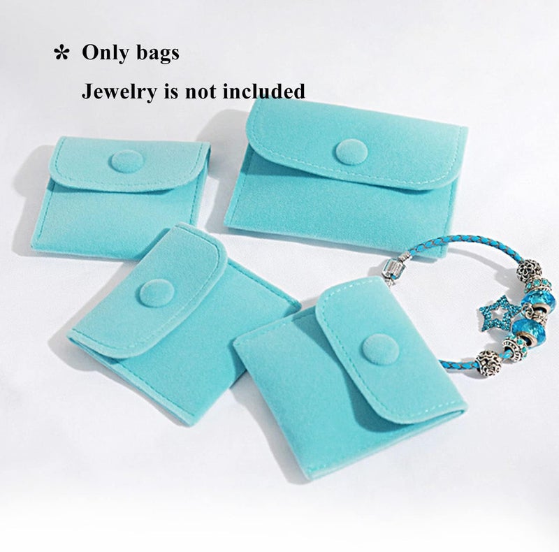 Hsiwto Pack of 10 Velvet Jewelry Pouch Storage Bags Portable Jewelry Gift Bag With Snap Button, Large Blue - Image 4