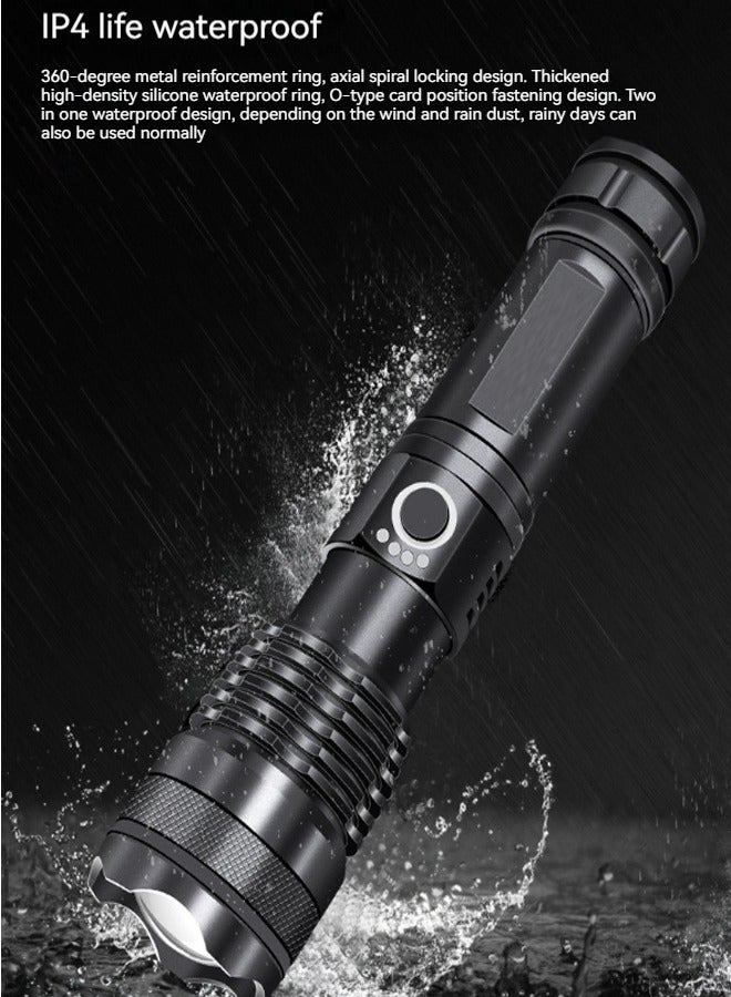 Beauenty Rechargeable LED Flashlight High Lumen, Super Bright Aluminum Alloy Flashlight, 5 Modes Zoomable IP68 Waterproof Tactical Flashlight for Emergency Camping Gifts - Image 2