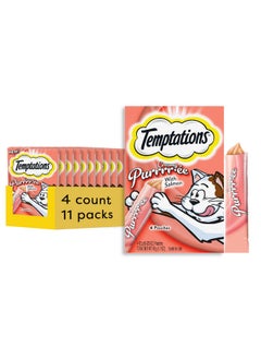 Temptations Temptations Creamy Puree with Salmon Lickable, Squeezable Cat Treats, 0.42oz Pouches, 4 Count (Pack of 11)  - Image 1