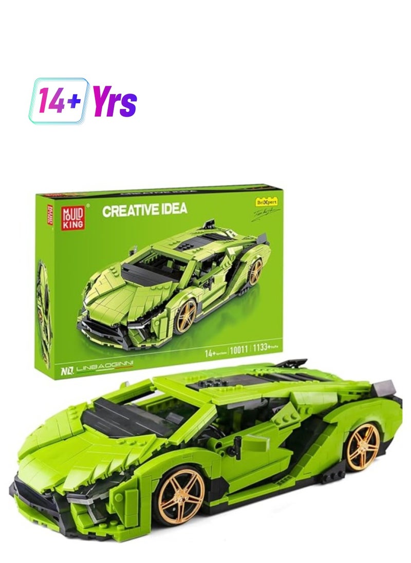 mould king 10011 Educational Mini SAI Sports Car MOC Building Blocks and Construction Toy for Boys & Girls, Adult Collectible Model Cars Set to Build, 1:14 Scale Sports Car Model (1133 Pcs)  - Image 1