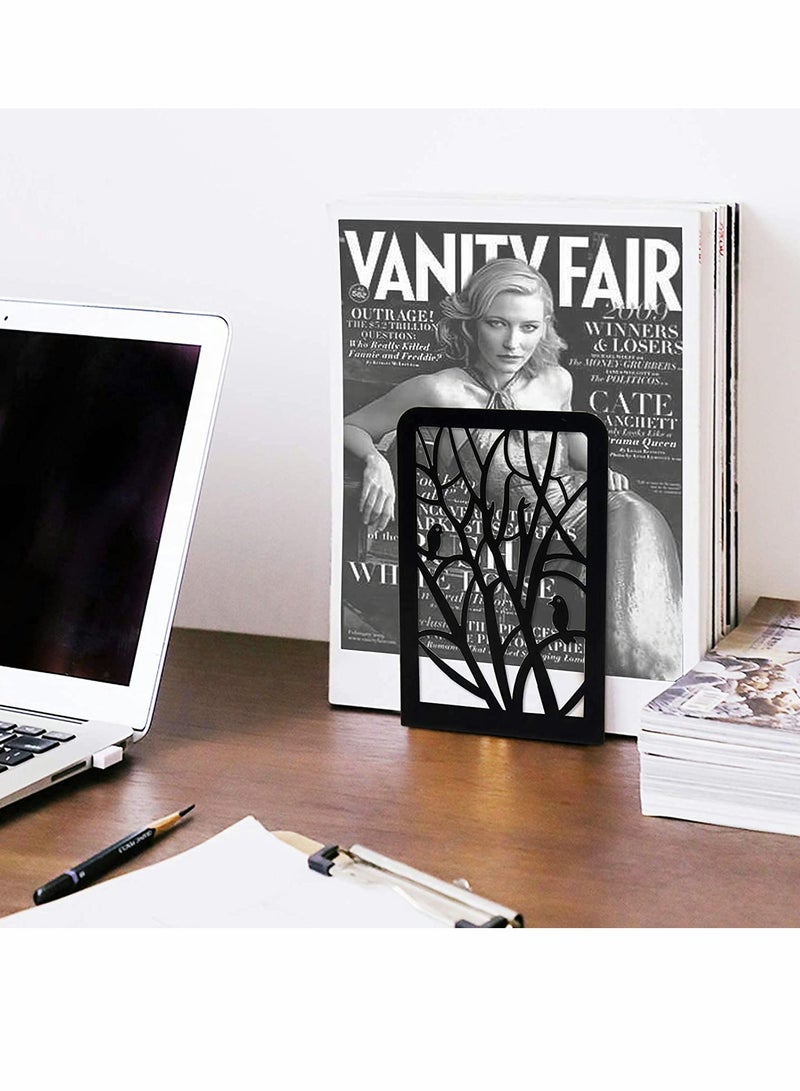 KASTWAVE Decorative Bookends, 2 Pair Metal 1 Free Pen Holder–Heavy Bookends for Shelves w/ Exquisite and Vivid Design, Excellent Low-Profile Addition to Any Decor - Image 3