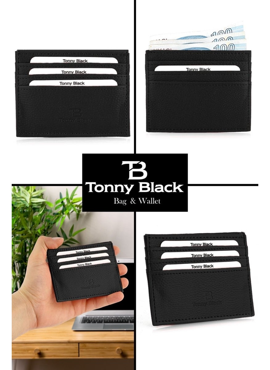 tonny black - حامل بطاقات ائتمانية وبطاقات عمل نحيف جداً ذو موديل رقيق مصنوع من الجلد الصناعي للرجال والنساء في علبة أصلية موسم جديد - Image 1