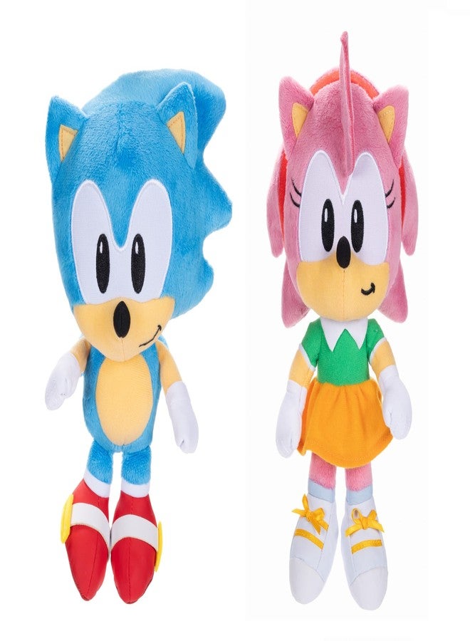 Sonic The Hedgehog 9" Plush 2-Pack, Sonic & Amy Collectible Stuffed Toy - Image 2